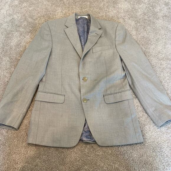 Chaps Mens Slim‎ Fit Sports Coat Blazer Linen Blend Light Grey Size 38R - Picture 8 of 11